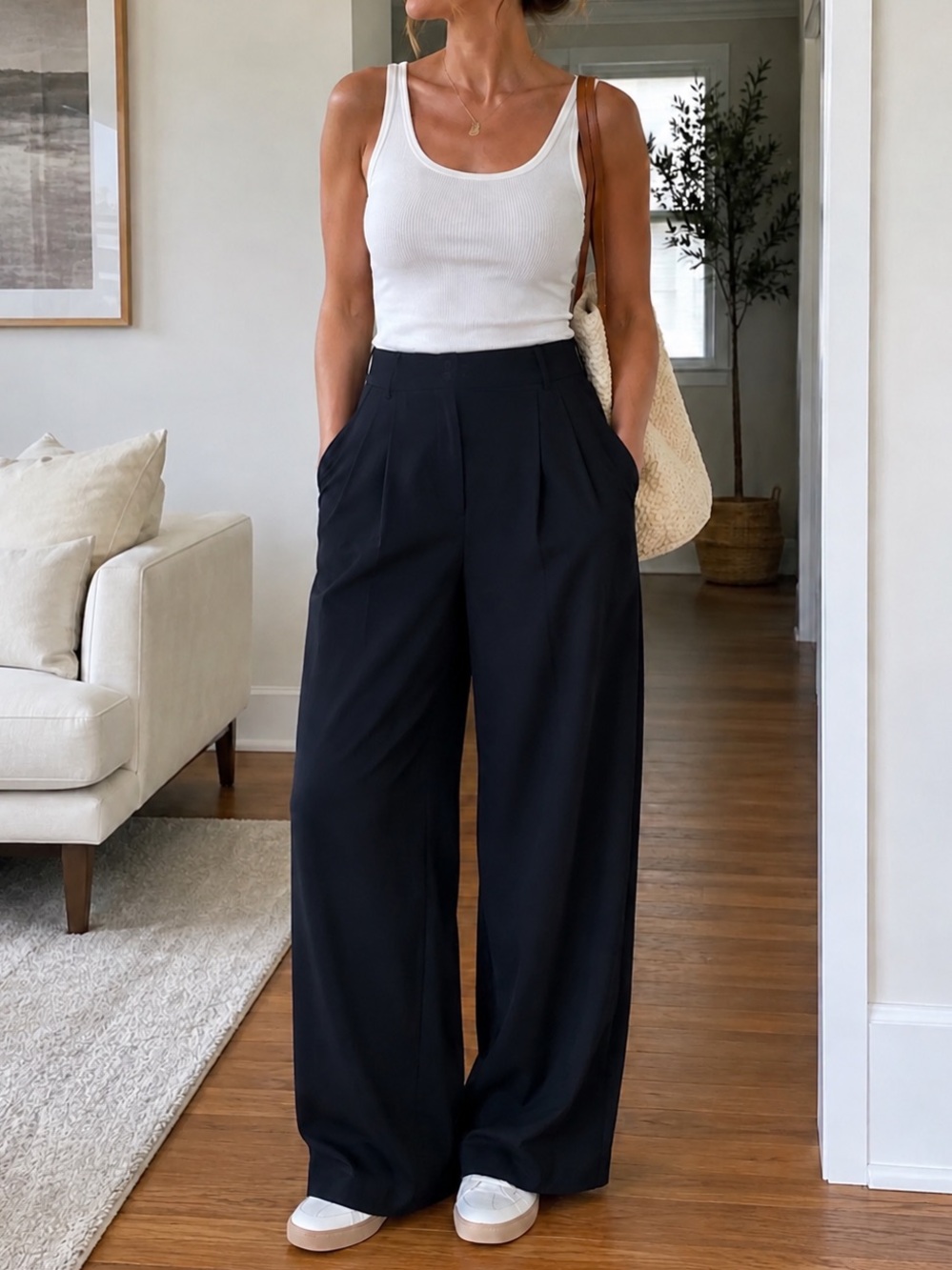 Abercrombie & Fitch Sloane Black Wide-Leg Trousers